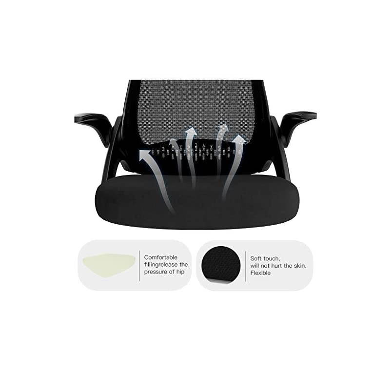 Office Task Desk Chair Swivel Home Comfort Chairs with Flip-up Arms and Adjustable Height, Black