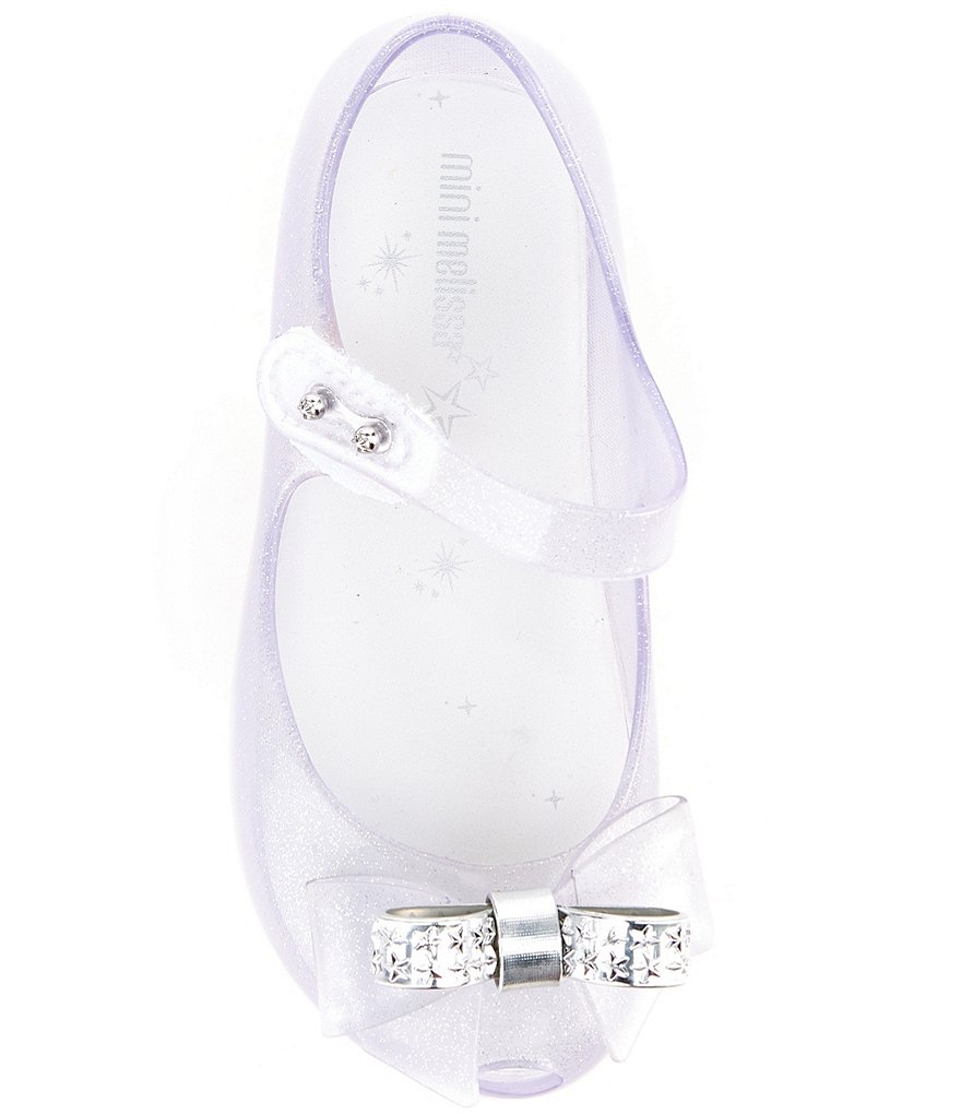 Mini Melissa Girl's Mini Ultra Girl Stars BB Bow Detail Glitter Peep Toe Mary Janes (Toddler)