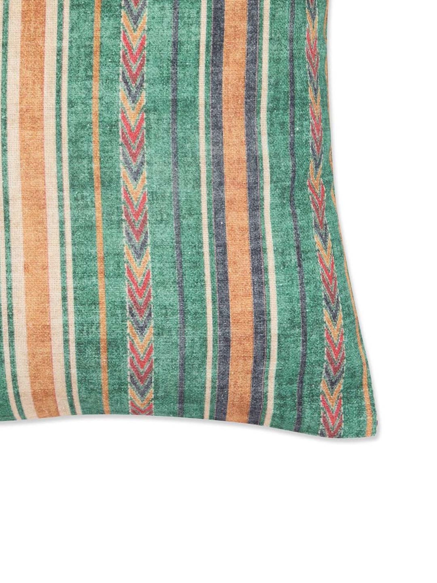 Fabindia Home Green Cotton Printed Fergana Cushion Cover