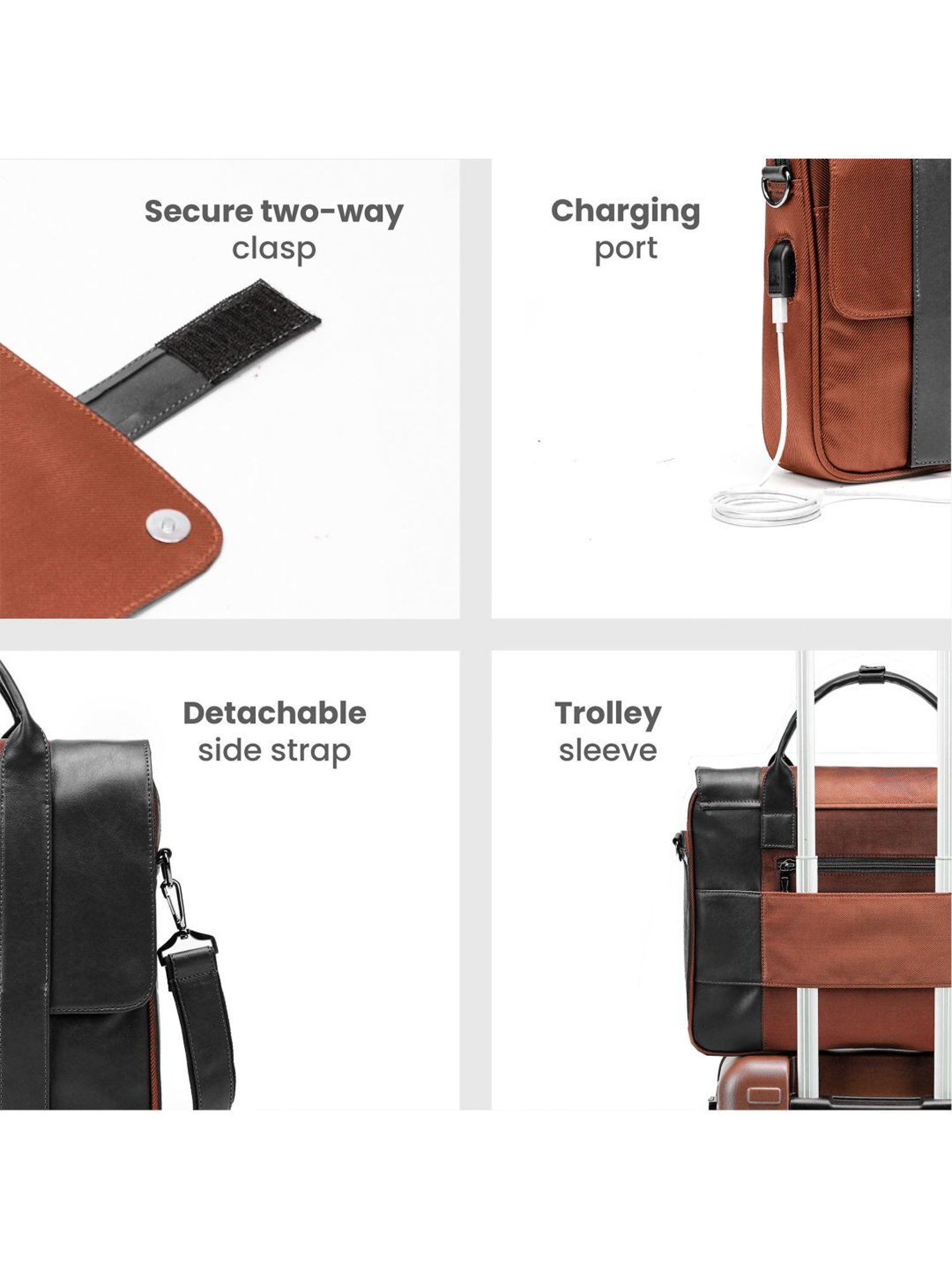 Assembly Rust Medium Laptop Messenger Bag with USB Charging Port