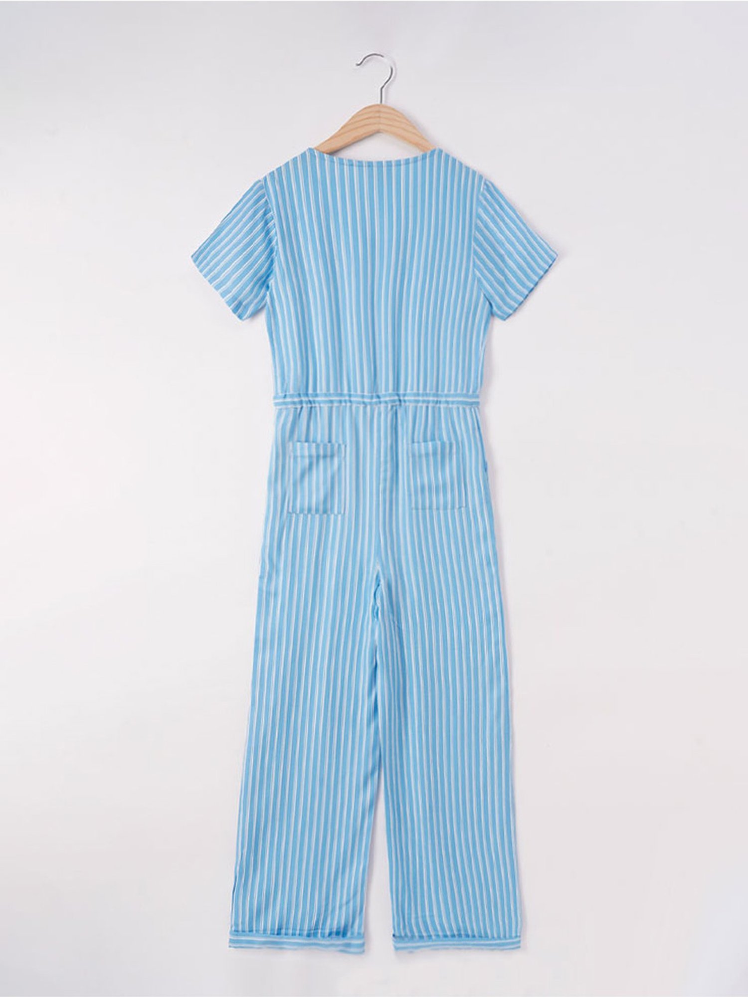 Edheads Kids Blue Cotton Striped Jumpsuit