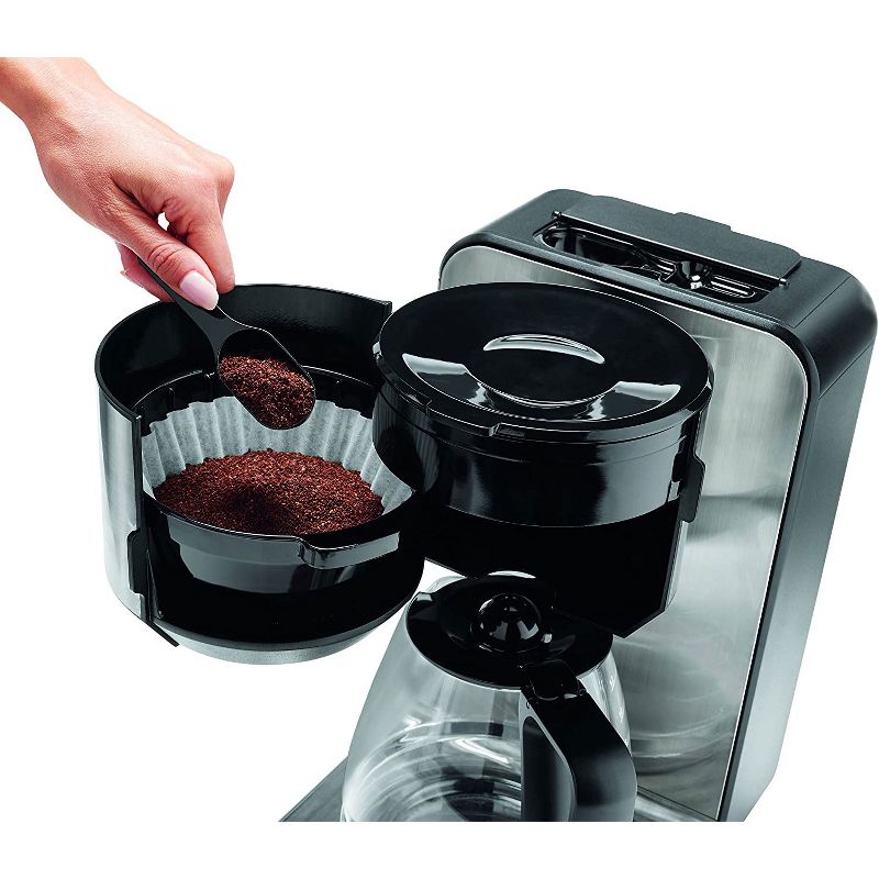 Mr. Coffee BVMCFBX39 12 Cup Programmable Digital Coffee Maker Machine with Coffee Grounds Measuring Scoop, Stainless Steel