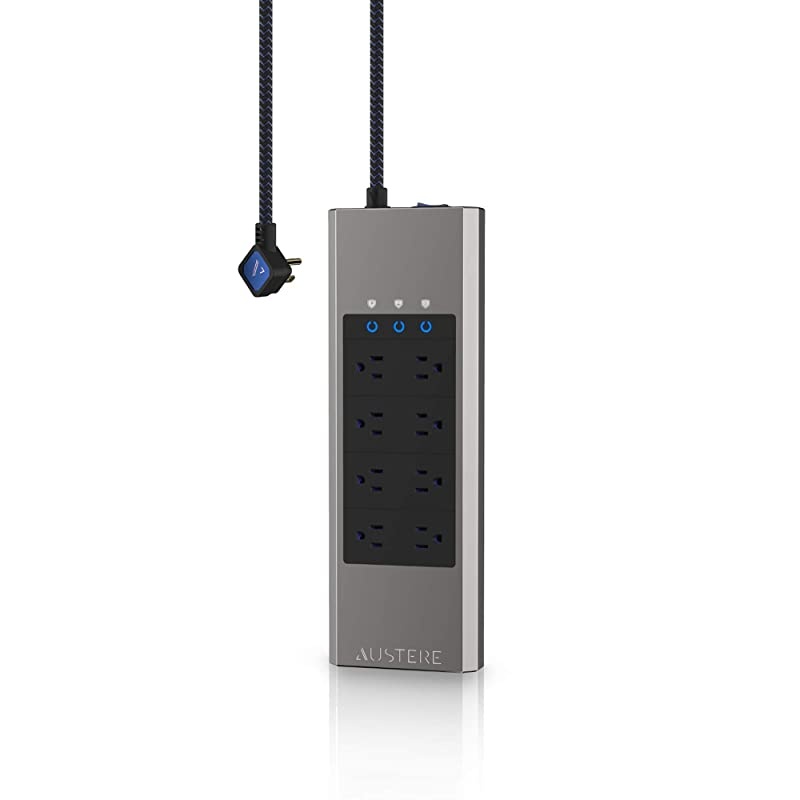 V Series Power 8-Outlet with Omniport USB | 3,000 Joules, PureFiltration, Flameless MOVs, Overcurrent Protection, SmartFit Outlets, WovenArmor Cable & Component Guarantee