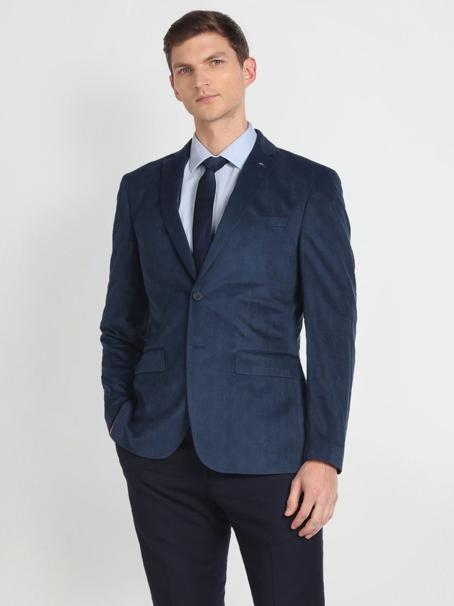 Arrow Blue Slim Fit Checks Blazer