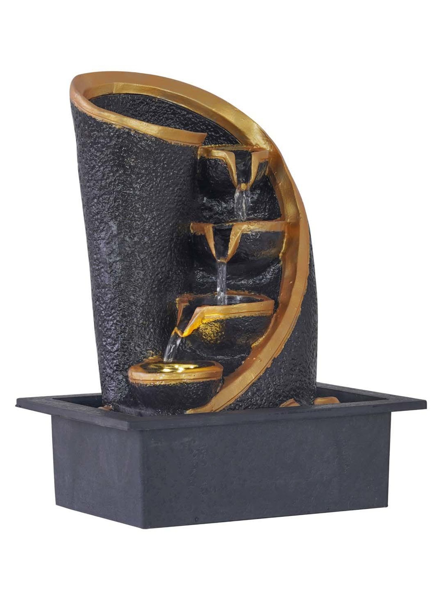 CHRONIKLE Black Polyresin Table Top 3 Steps Waterfall Fountain