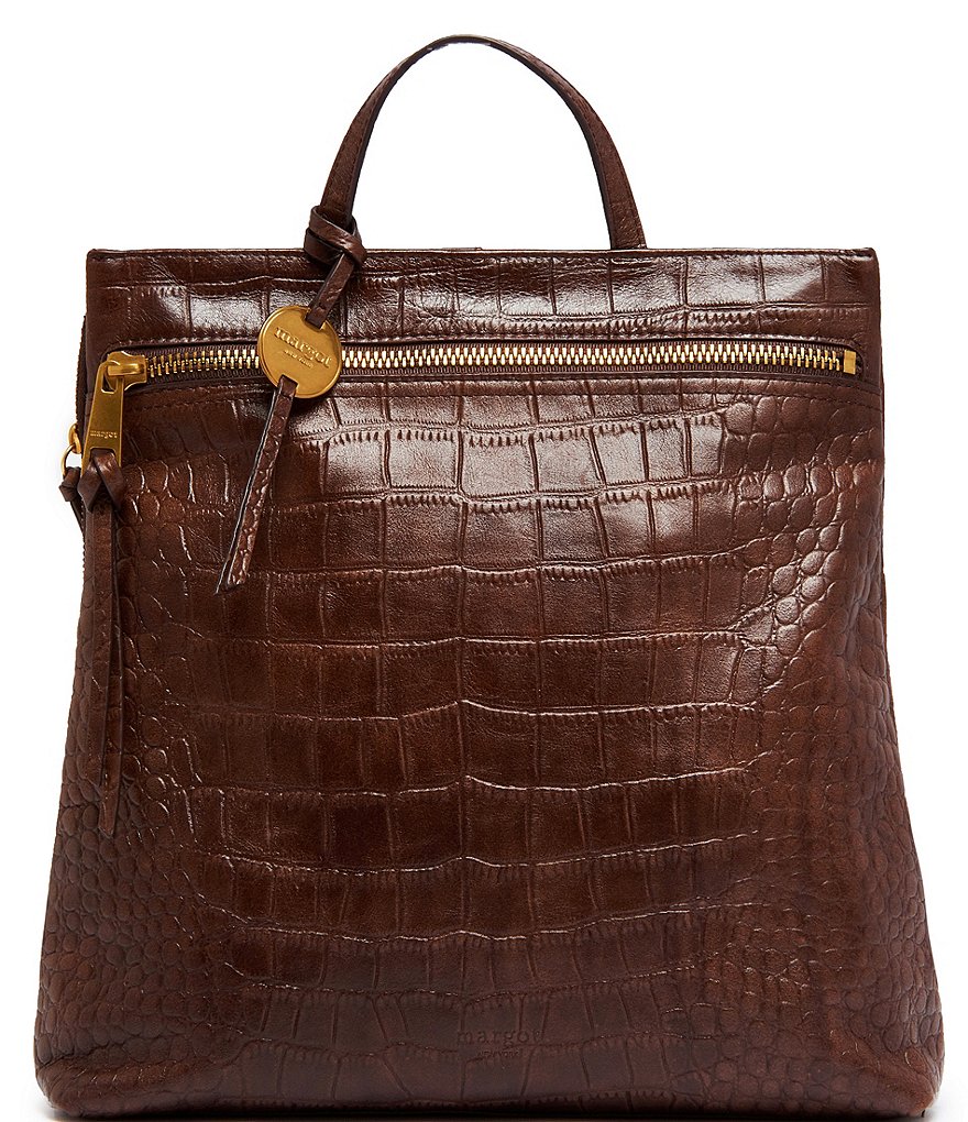 Margot Maggie Crocodile-Embossed Leather Backpack