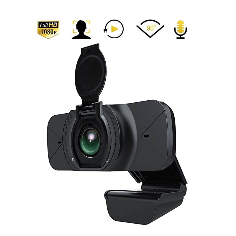 1080P Webcam with Microphone  HD Streaming USB Computer Webcam with Privacy Cover Streaming Computer Web Camera for Video Calling Plug and Play