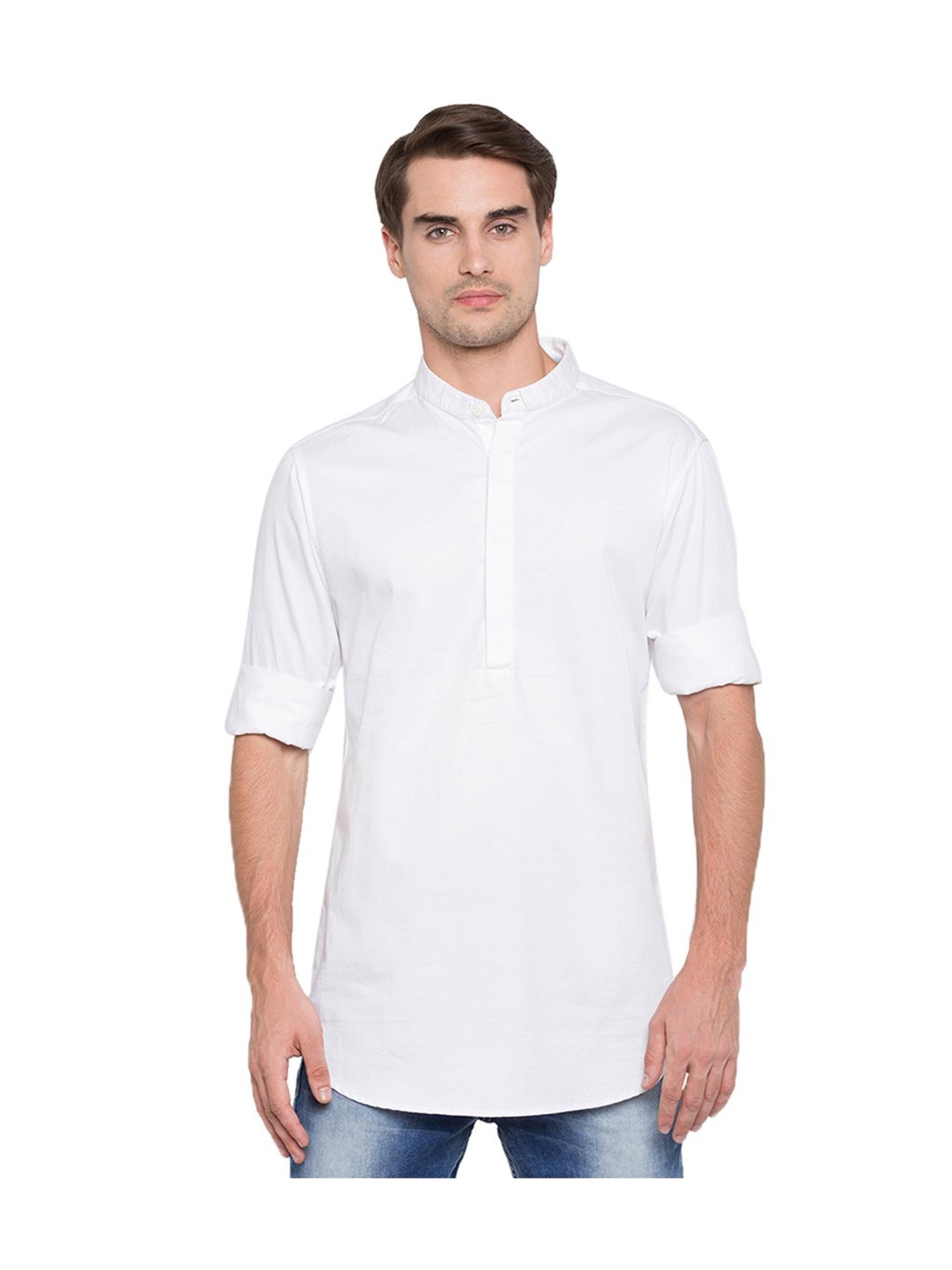 Spykar White Slim Fit Kurta