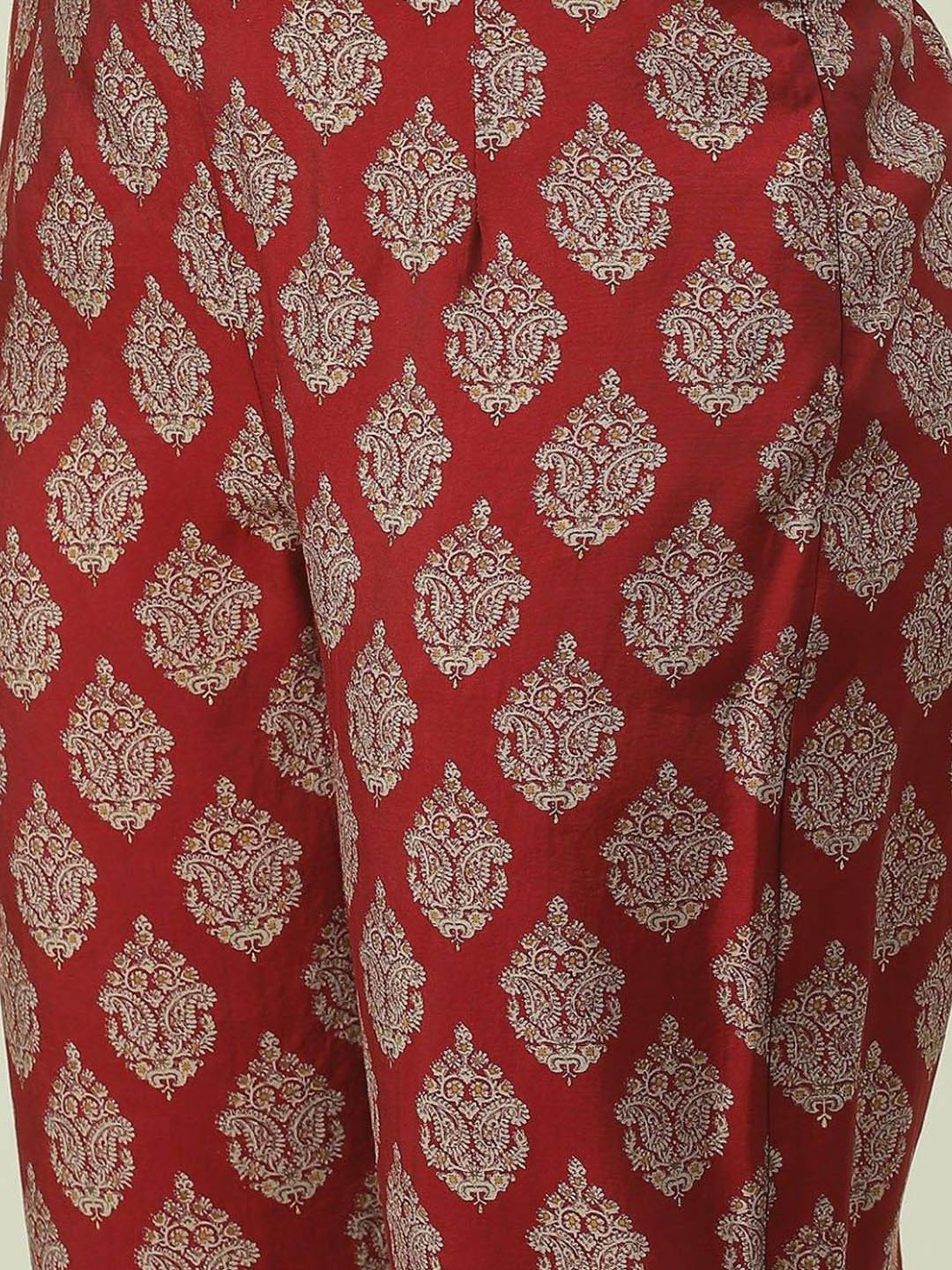 Biba Red Striped Kurta Pant Set