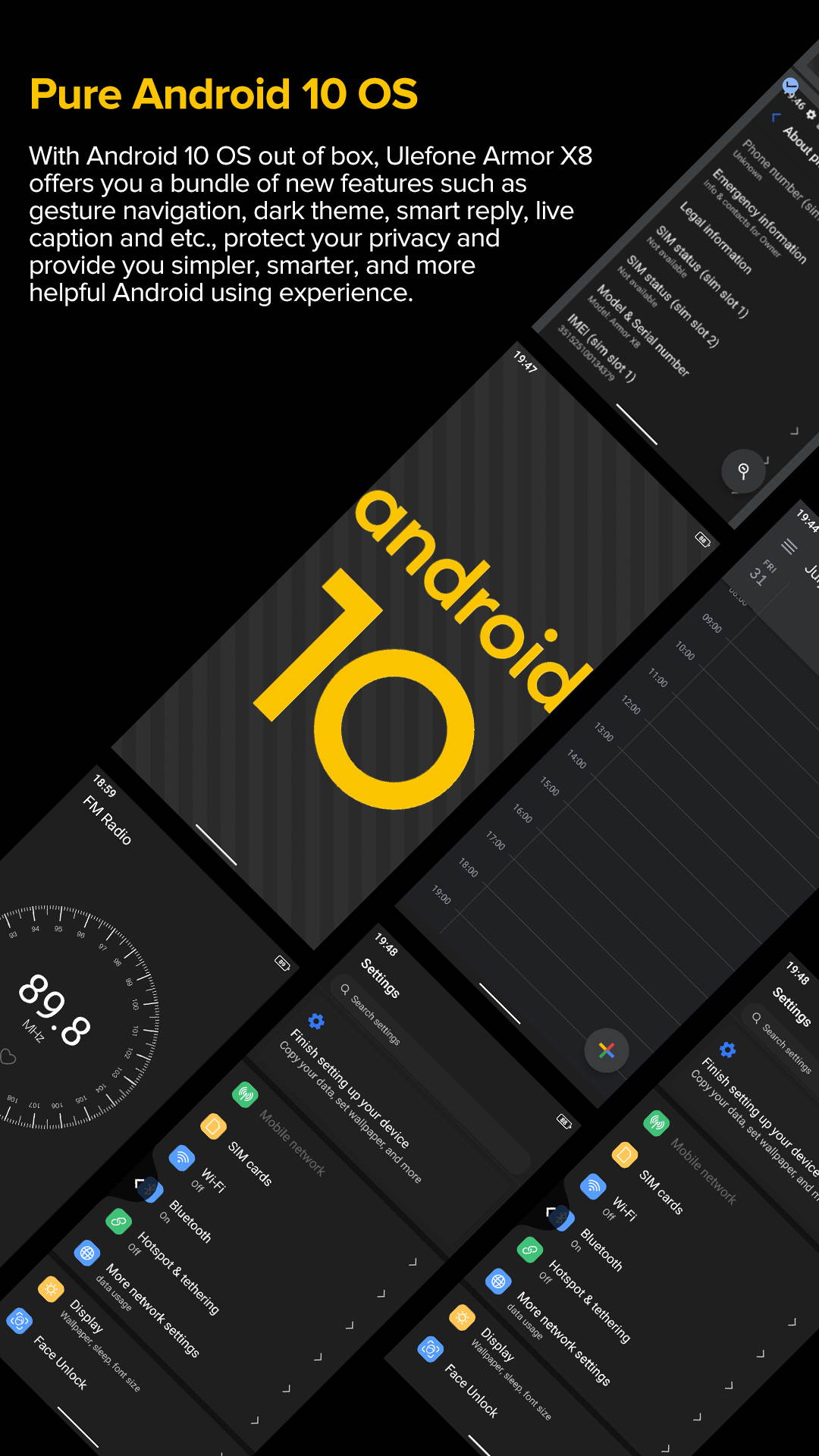 Ulefone Armor X8 4GB + 64GB Unlocked Rugged Phones, Android 10 Octa-core 13MP Triple Rear Camera + 8MP Front Camera, 5.7" HD+ 5080mAh Battery, Global Dual SIM 4G Rugged Smartphones