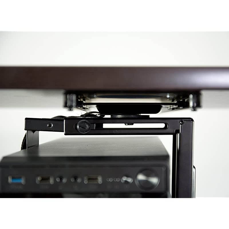 Black Adjustable UnderDesk Slider PC Mount | Computer Case Holder with Pullout Slide Track and 360 Degree Swivel MOUNTPC01D