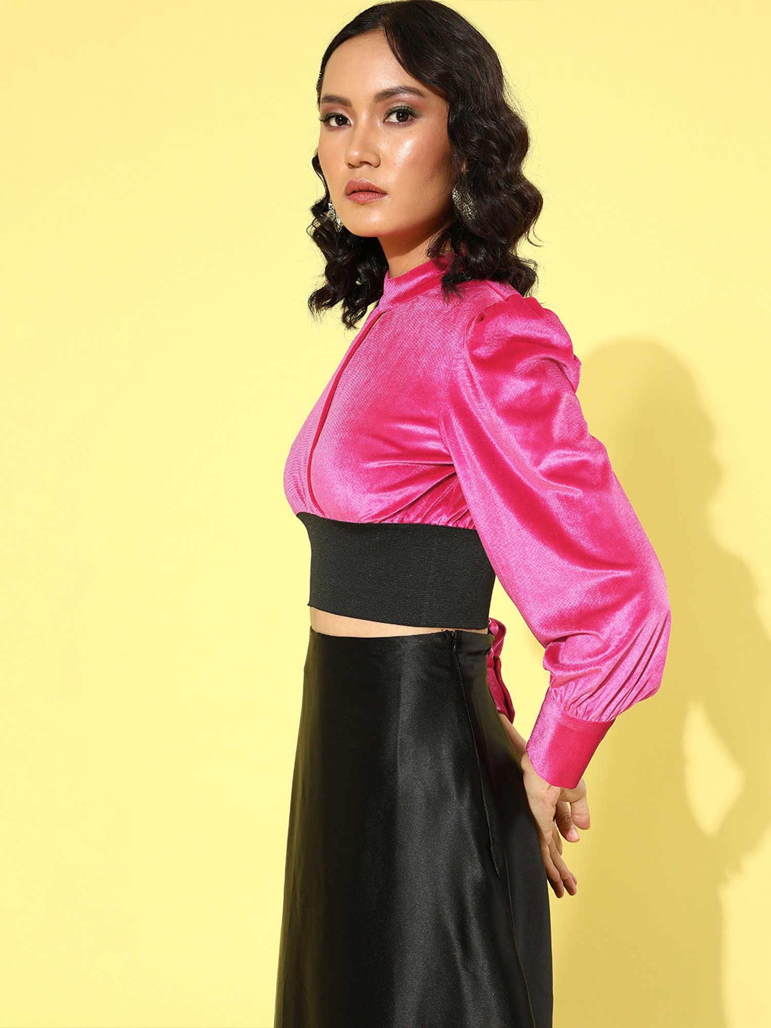 KASSUALLY Pink Relaxed Fit Crop Top