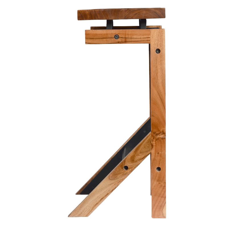 29" Metal Frame Acacia Wood Barstool with Saddle Seat Brown/Black - The Urban Port