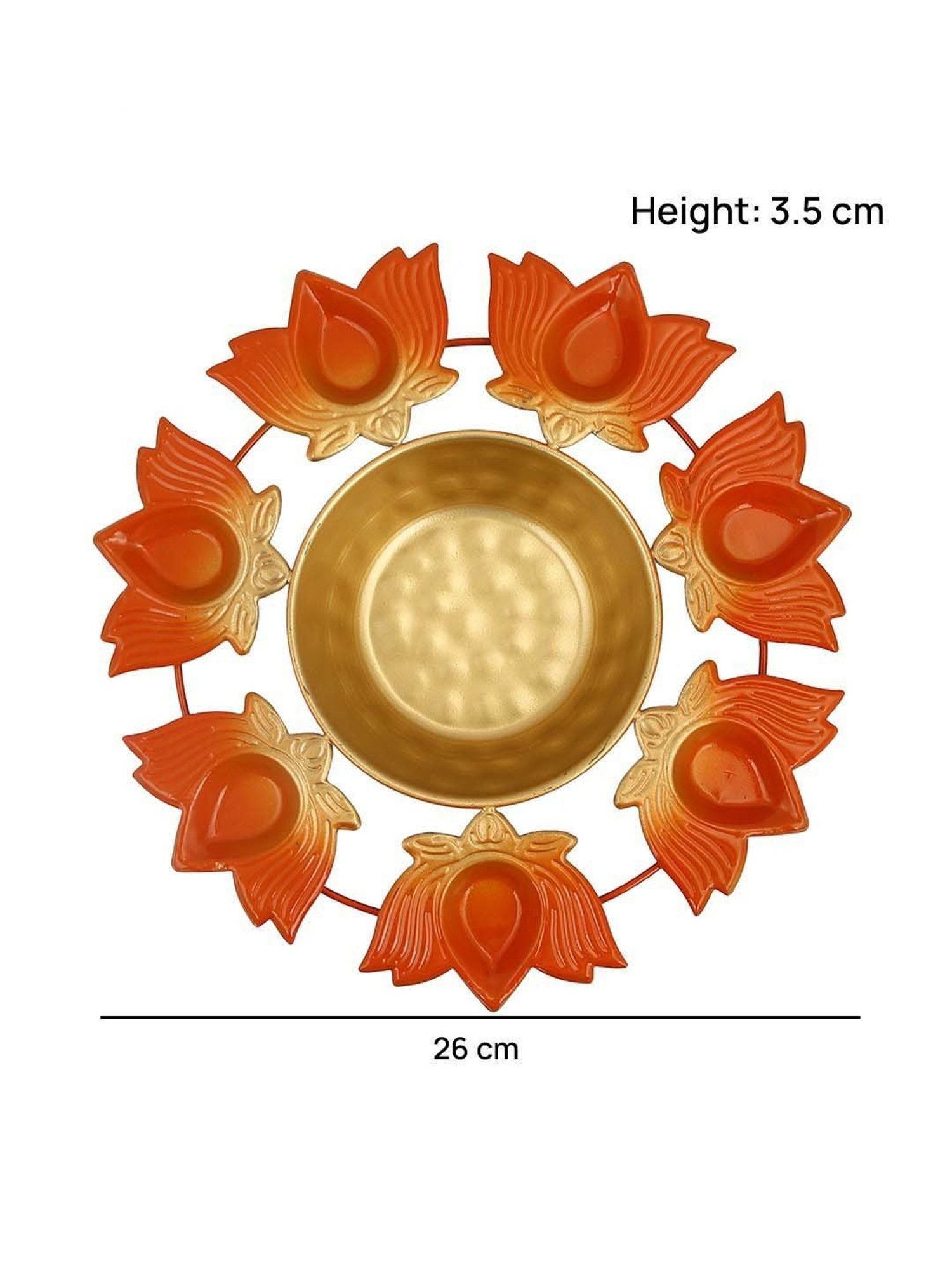 Aapno Rajasthan Golden & Orange Metal Lotus Urli