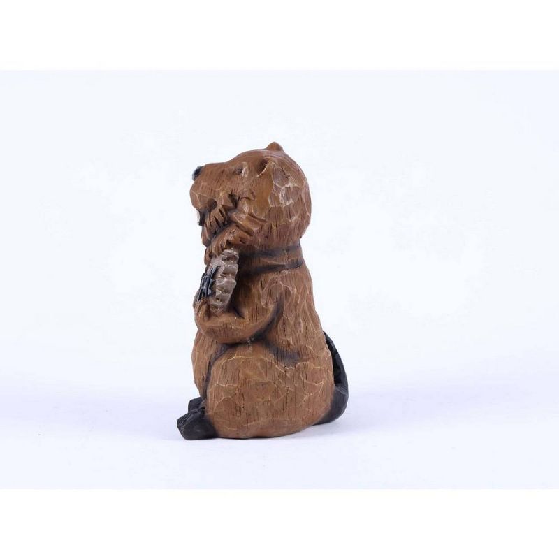 11.75" Polyresin Beaver Holding a Welcome Sign Outdoor Statue Brown - Hi-Line Gift