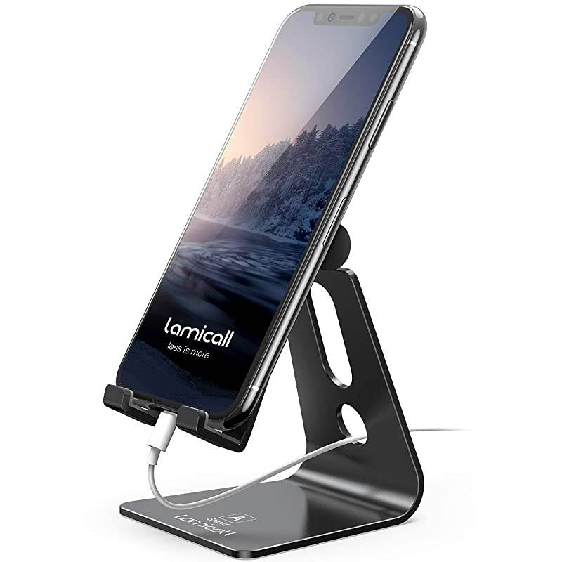 Adjustable Cell Phone Stand  Phone Stand Update Version Cradle Dock Holder Suitable to Switch iPhone 8 X 7 6 6s Plus 5 5s 5c Charging Accessories Desk All Android Smartphone Black
