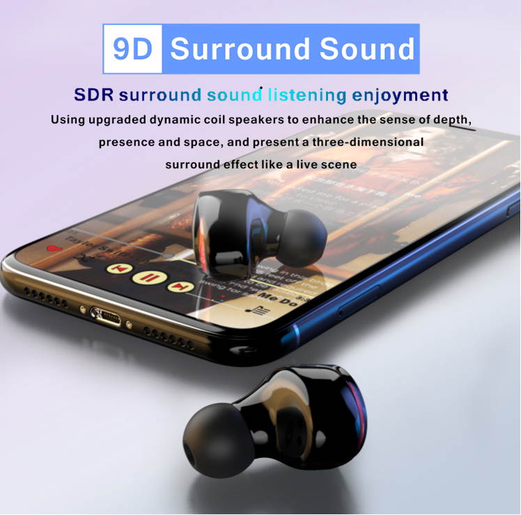 CASUNG True Wireless Earbuds TWS Bluetooth5.0 Headphones Touch Control Bluetooth Headphones in-Ear Stereo Earphones with Charging Case 9D HiFi Headsets Wireless Earphones with Built-in Mic Sports Work