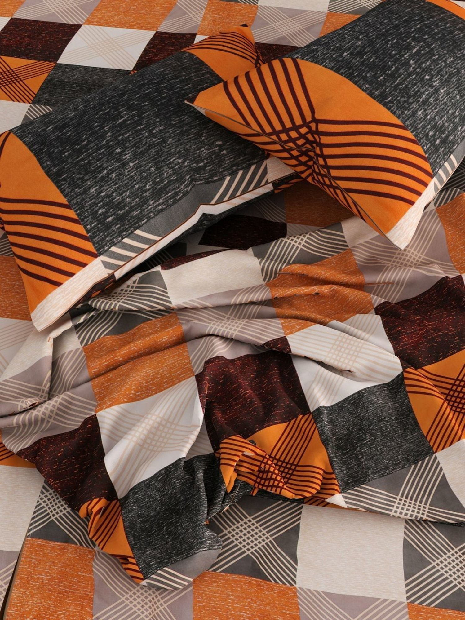 Romee Stripes Multicolor 144 TC Cotton Queen Sized Bed Sheet with 2 Pillow Covers