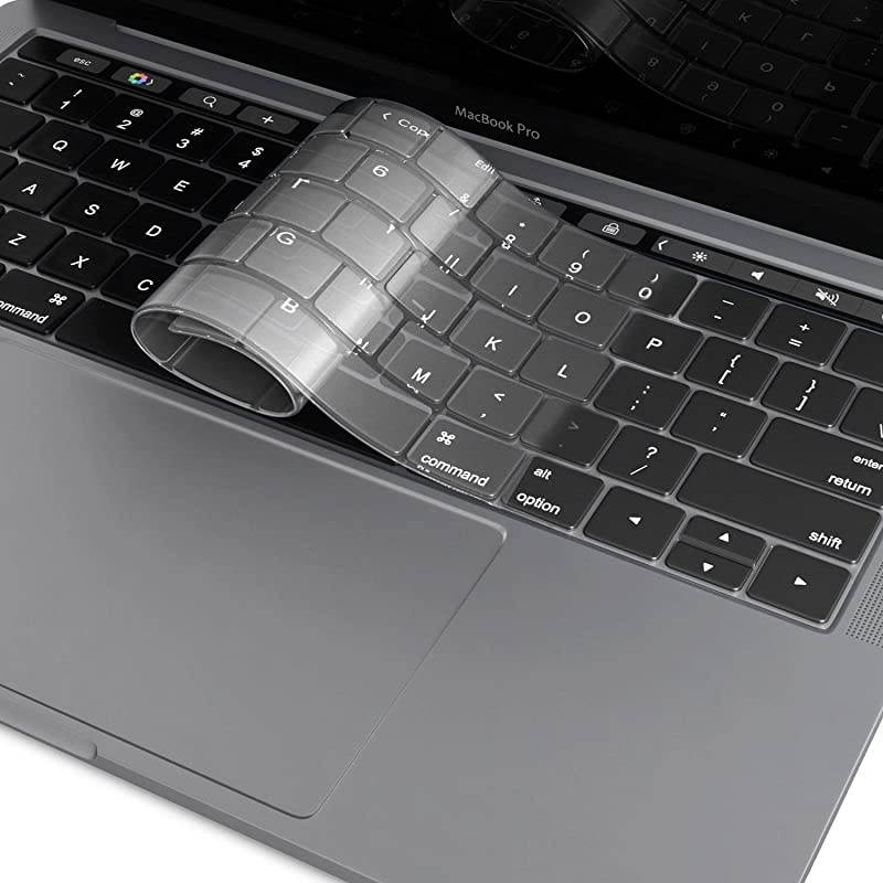 MacBook Pro Keyboard Cover with Touch Bar for 13 and 15 inch 2019 2018 2017 2016 Apple Model A2159 A1989 A1990 A1706 A1707 Silicone Skin Protector Transparent Clear