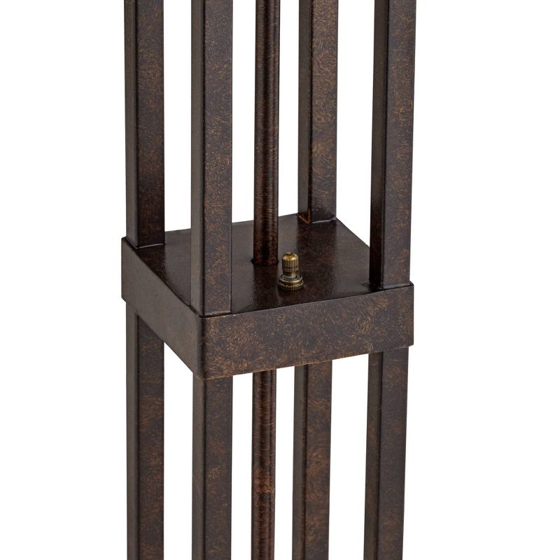 Robert Louis Tiffany Mission Floor Lamp Art Deco with Nightlight Oiled Bronze Stained Glass Shade for Living Room Reading Bedroom