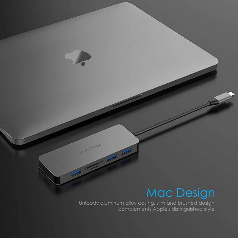 USB C Hub with 4K HDMI, 3 USB 3.0, SD/Micro SD Card Reader Compatible 2020-2016 MacBook Pro 13/15/16, New Mac Air/Surface, Chromebook, Multi-Port Adapter (CB-C18, Space Gray)