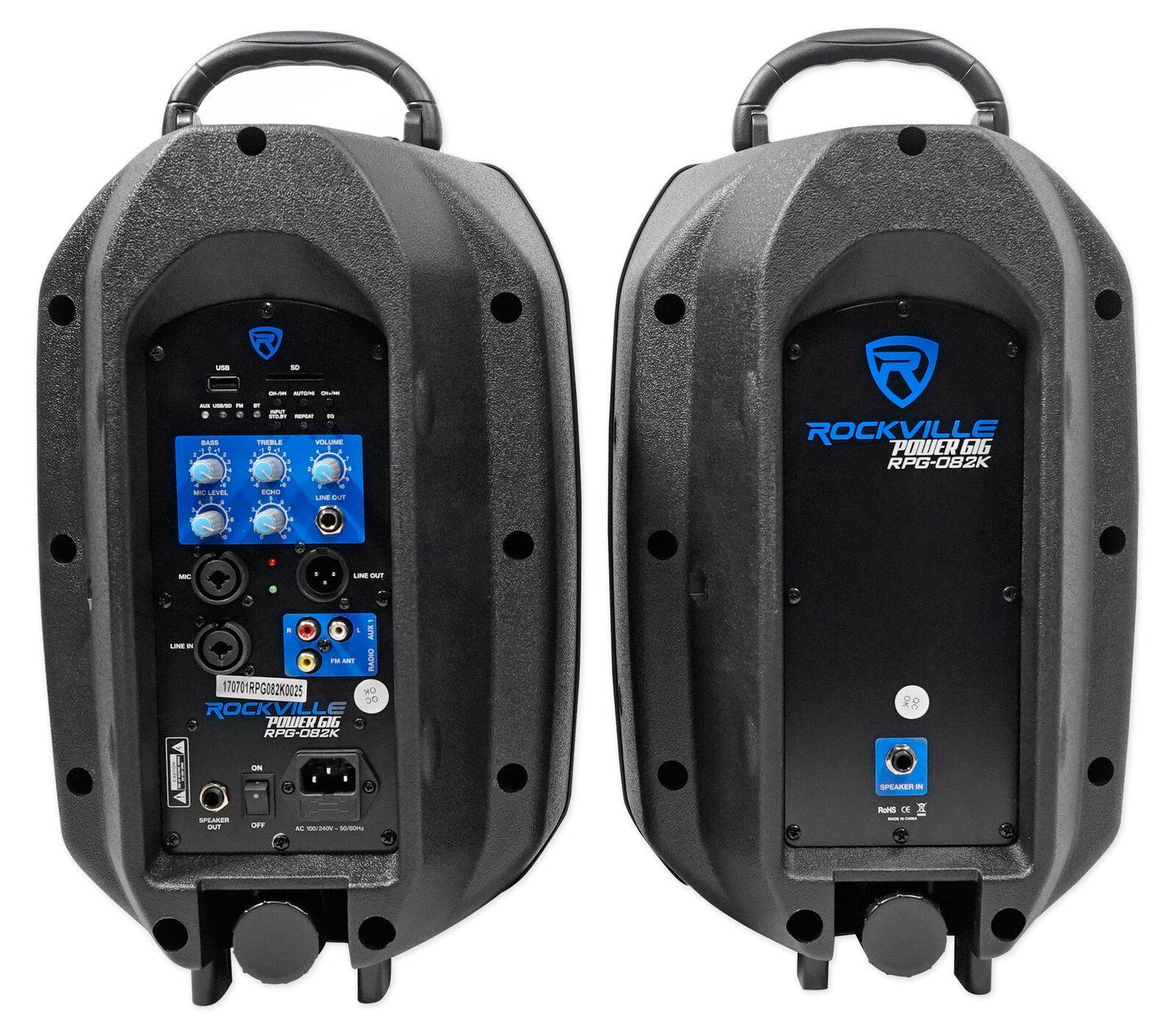 Dual 8" Bluetooth PA Church Speakers+Mic+Stands 4 Church Sound Systems