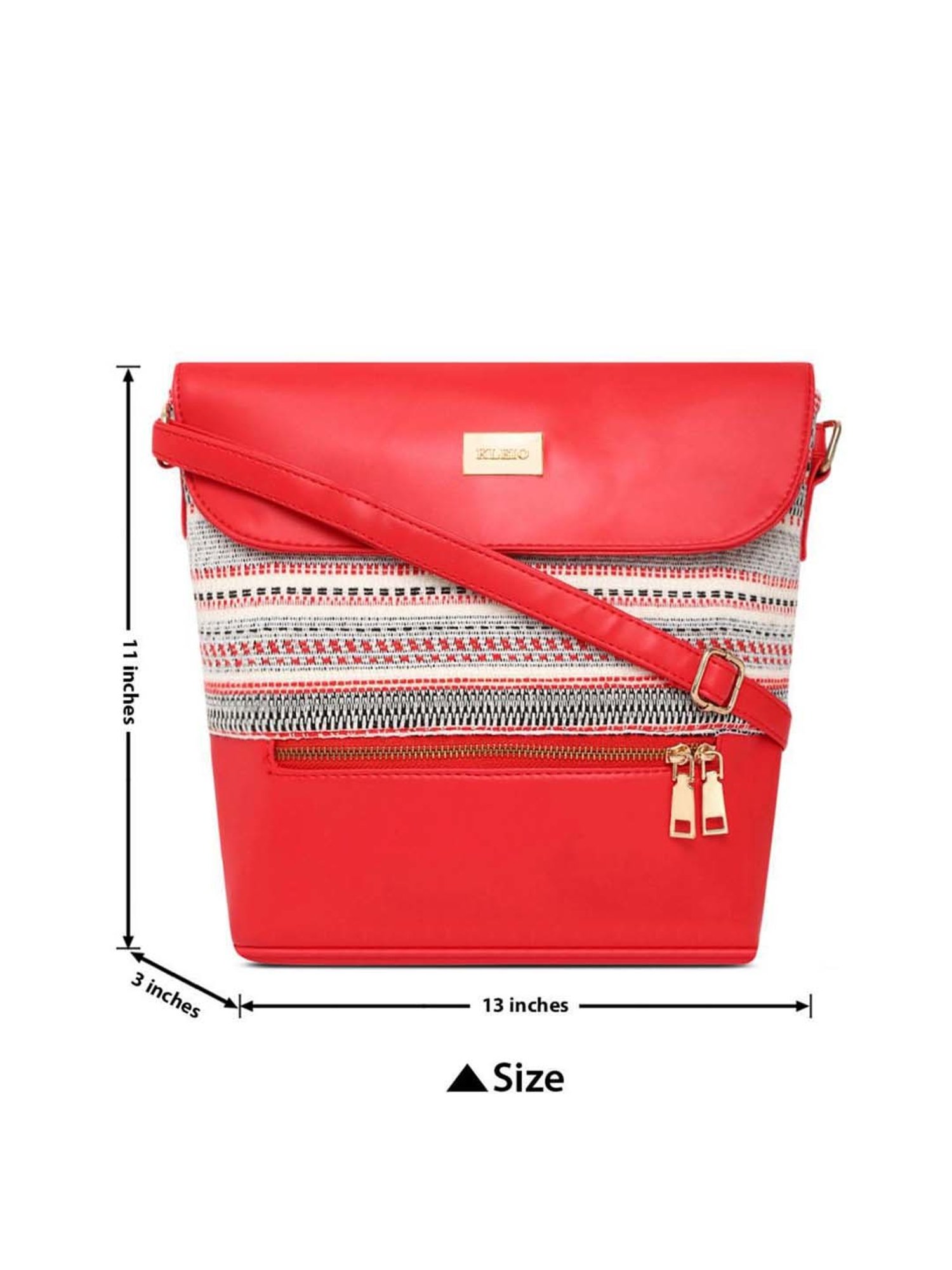 KLEIO Red Textured Medium Sling Handbag