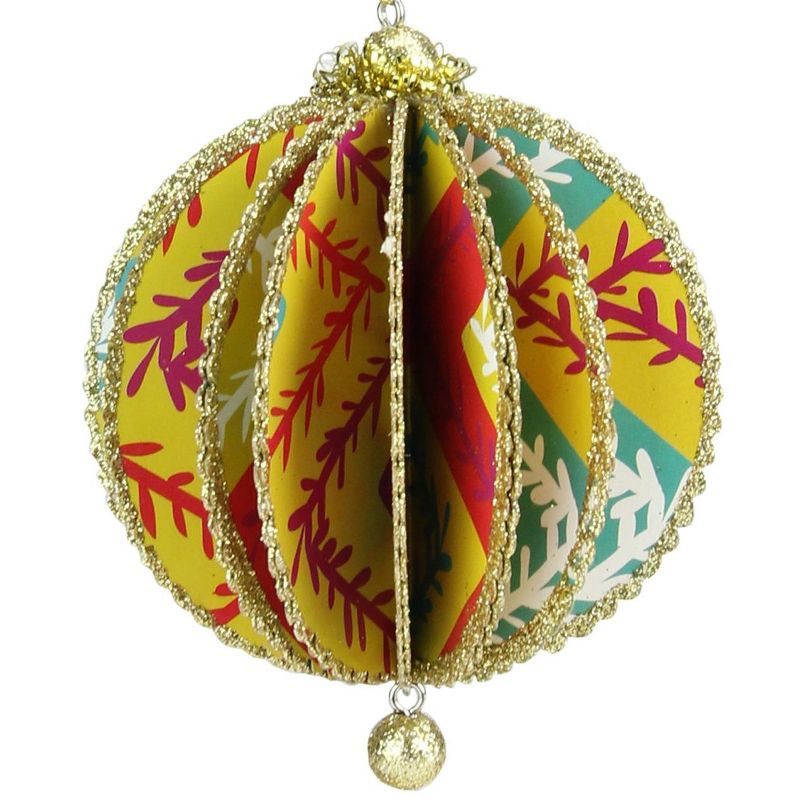 Ganz 4" Floral Vine Sliced Ball Ornament - Yellow/Red