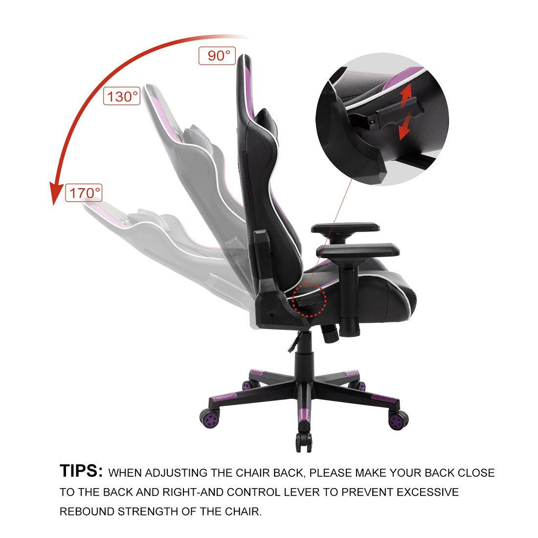 New High Back Swivel Chair Racing Gaming Chair Office Chair With Armrests & Pillows & Casters