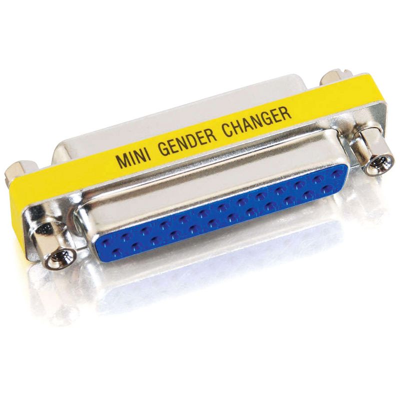 C2G DB25 F/F Mini Gender Changer (Coupler) - 1 x DB-25 Female - 1 x DB-25 Female - Silver, Yellow
