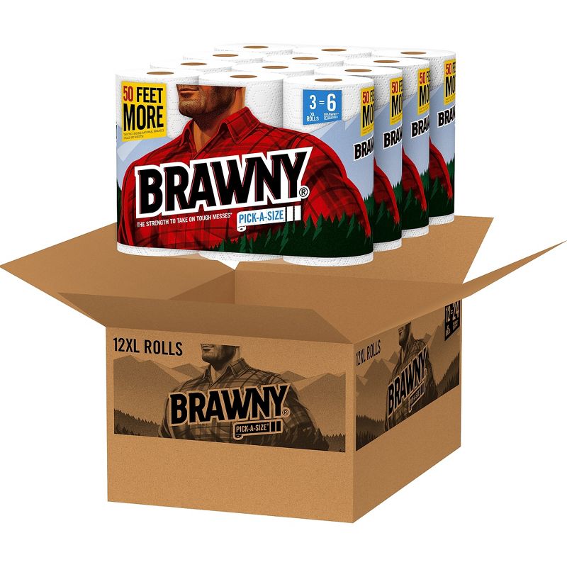 Brawny Pick-a-Size Paper Towels 2 Ply 12 XL Rolls/Carton (44153) 44153/50