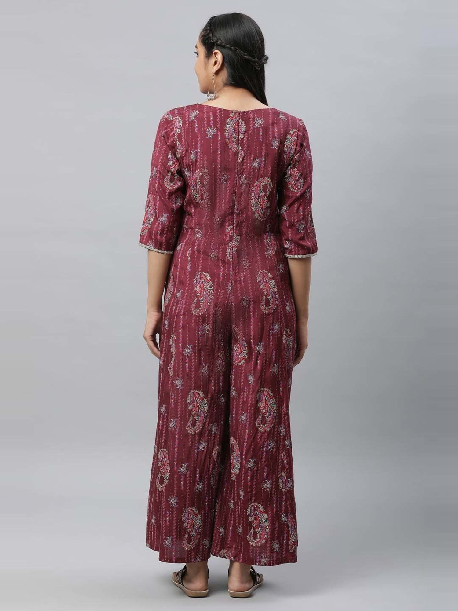 Aurelia Maroon Printed Jumpsuit