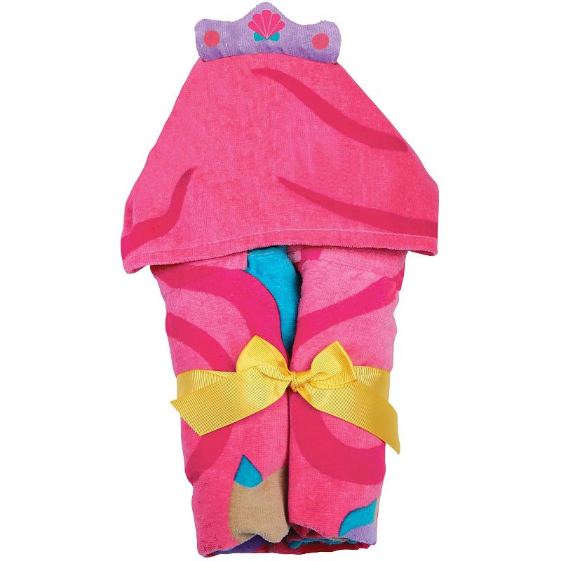 Stephen Joseph Cotton 3 Piece Hooded Beach and Bath Mermaid Theme Towel and Beach Carry Tote Bag and Mermaid Toy Set Accessory