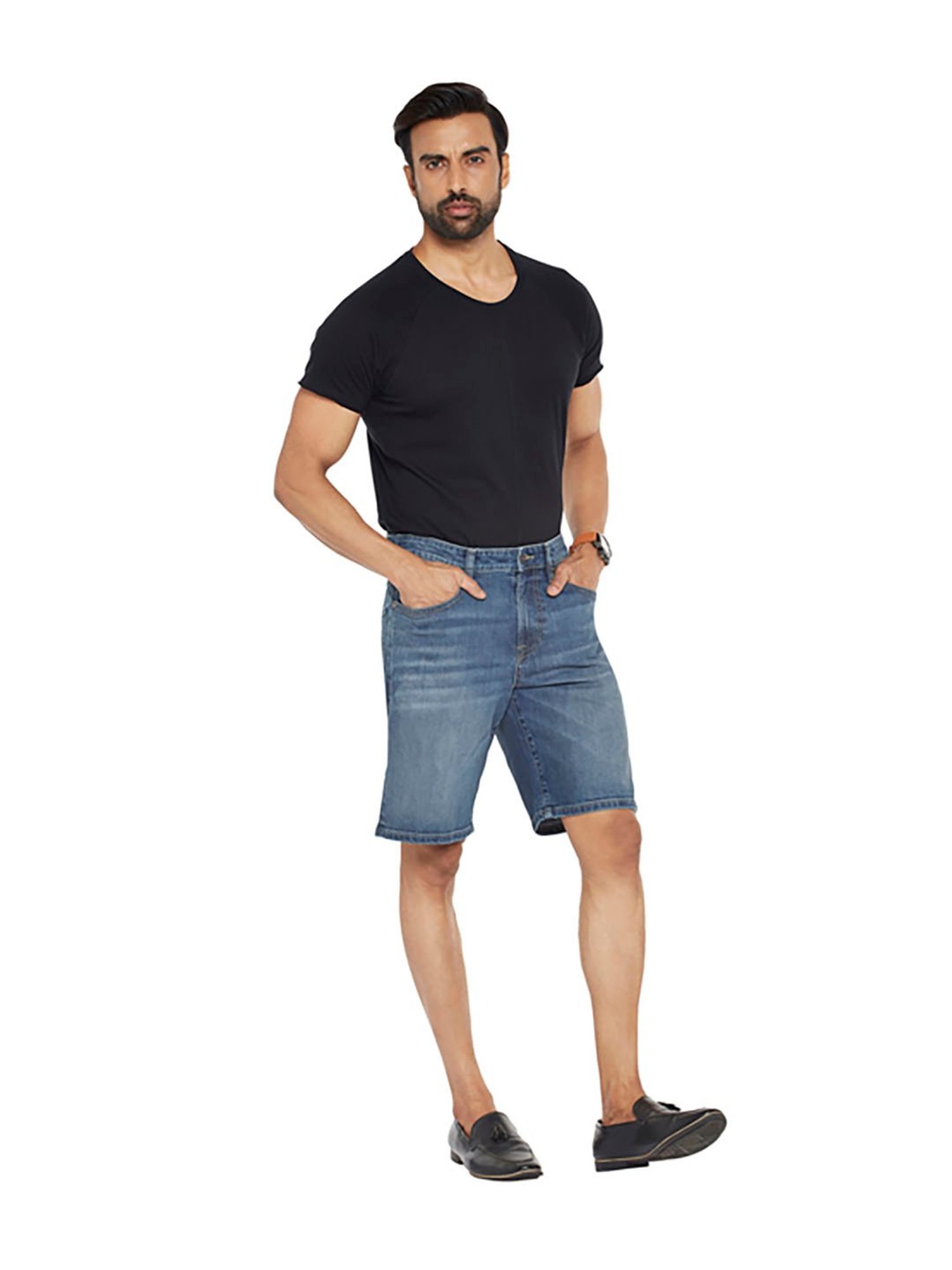 EVERBLUE Blue Midrise Shorts