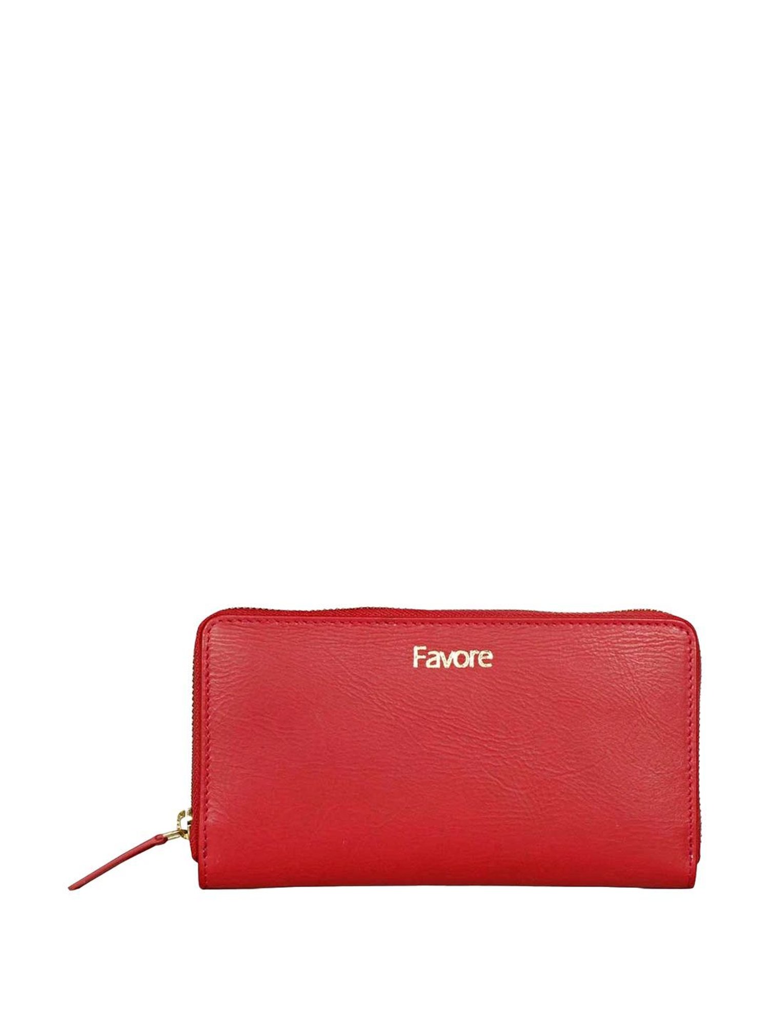 Favore Red Logo Zip Around Wallet For Women