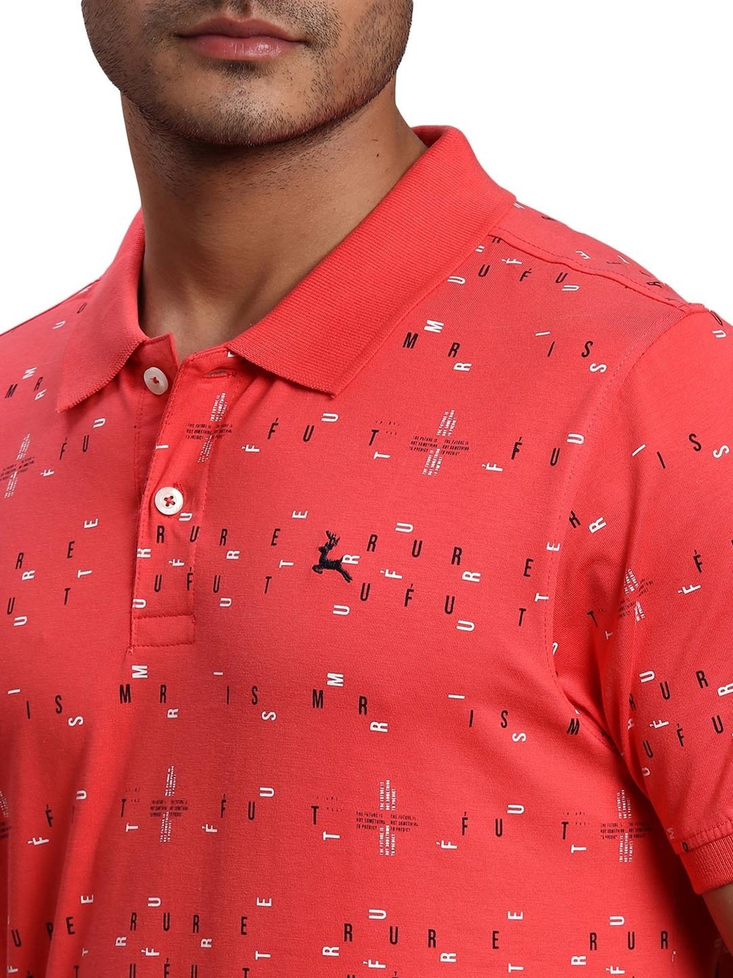 Parx Coral Regular Fit Printed Polo T-Shirt