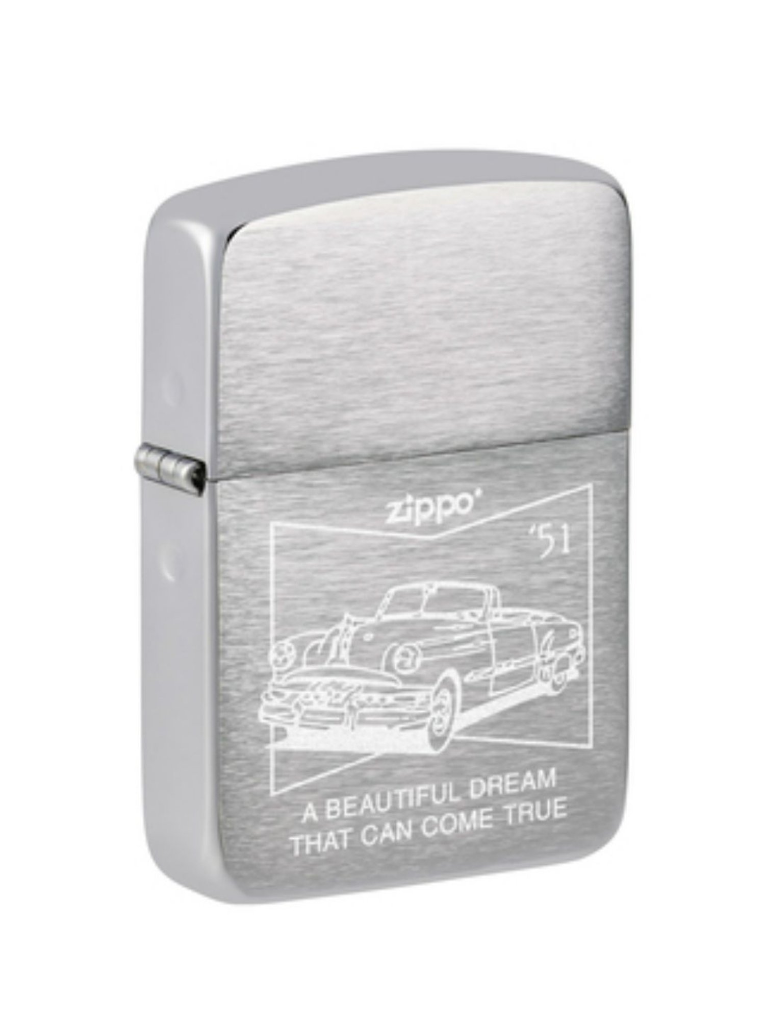 Zippo Silver 50s Car 1941 Replica Brushed Design Brass Windproof Pocket Lighter