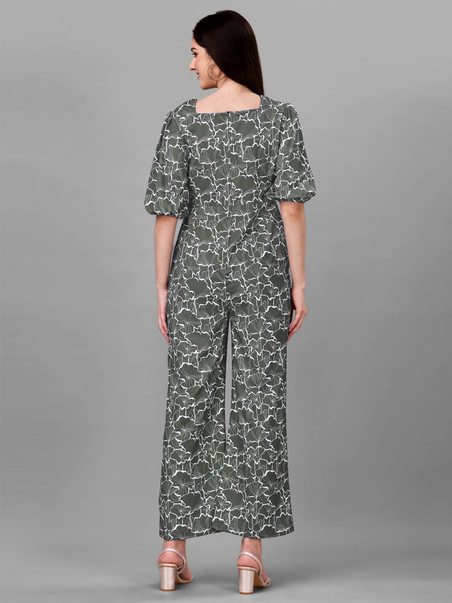 MASAKALI.CO Dark Green Printed Jumpsuit