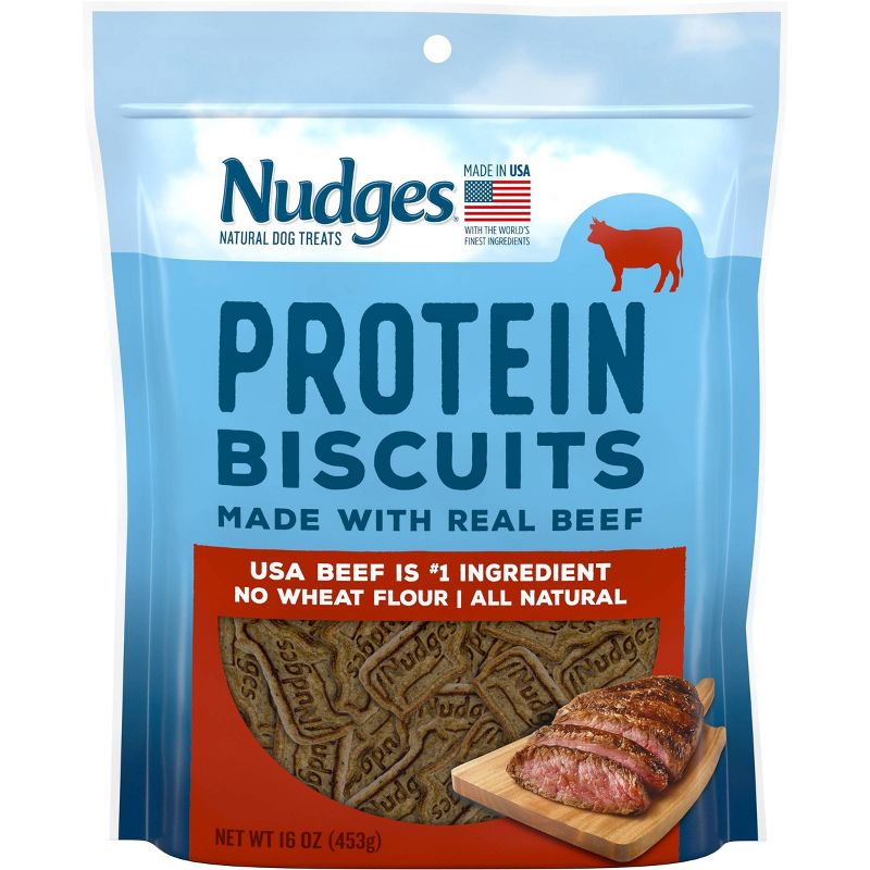Nudges Protein Biscuit Beef Dog Treats - 16oz
