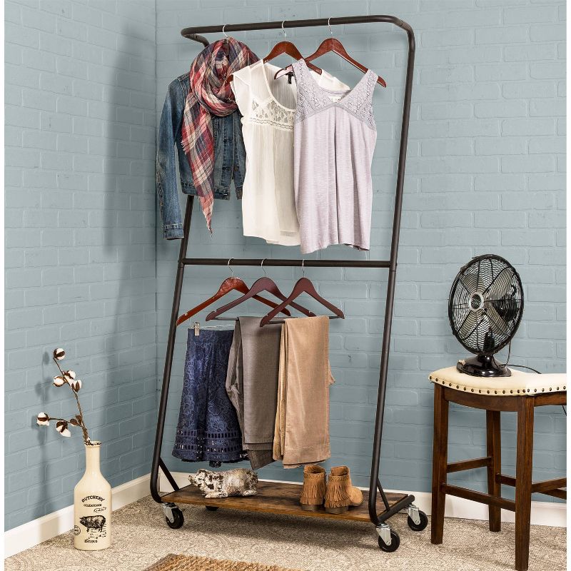 Honey-Can-Do Rustic Z-Frame Garment Rack Brown
