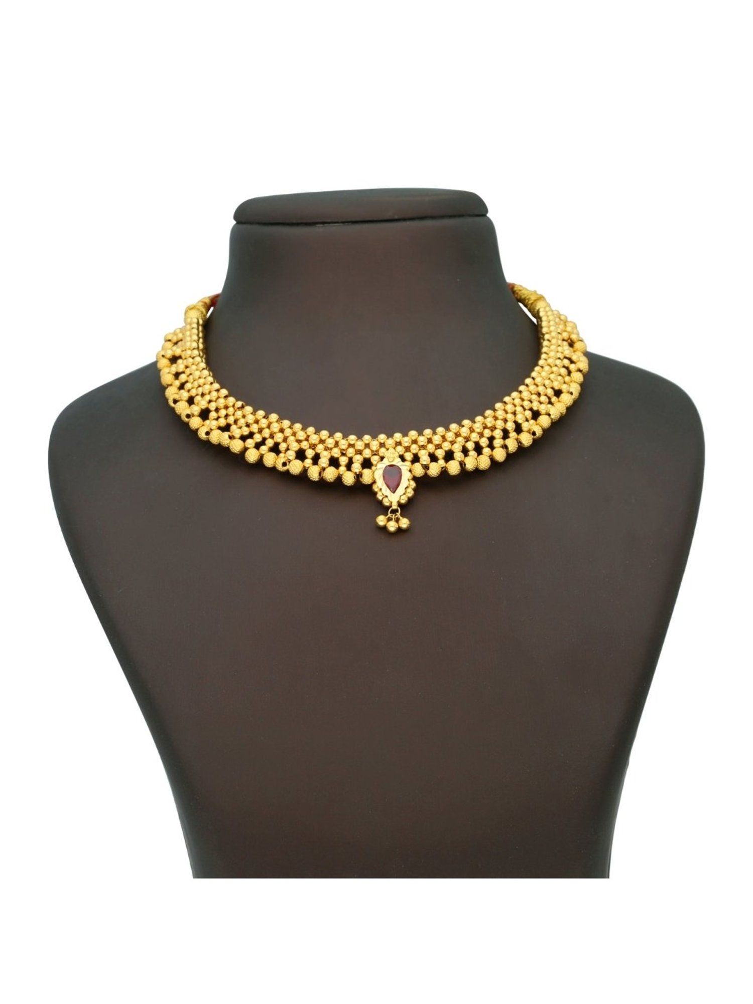 Malabar Gold and Diamonds 22k Gold Semi-Long Tushi Matinee Necklace For Women