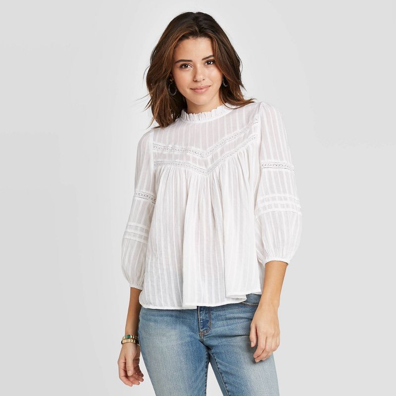 Women's 3/4 Sleeve Prairie Shirt - Universal Thread™ White XS