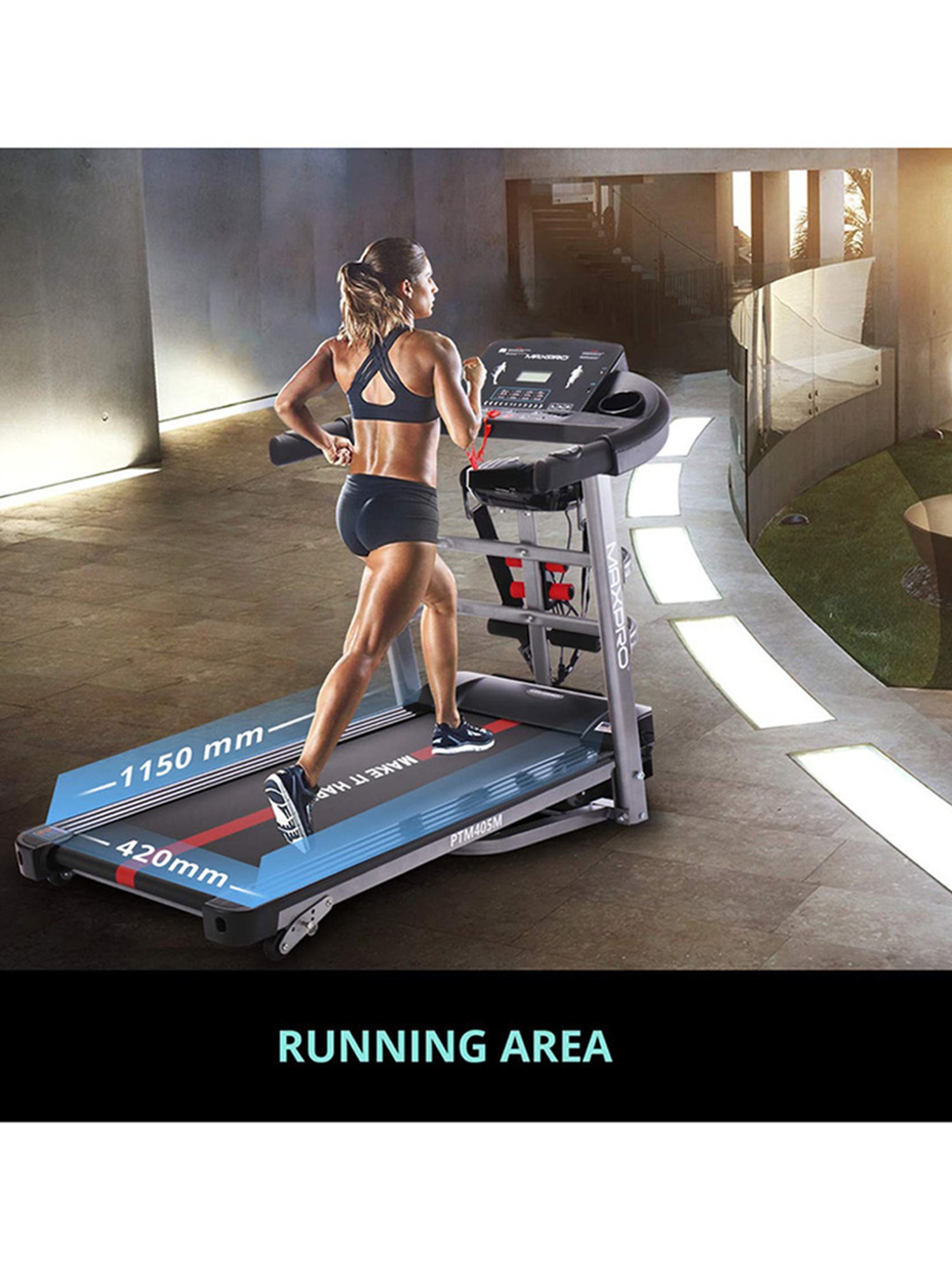 MAXPRO 2HP Foldable Treadmill (Black)