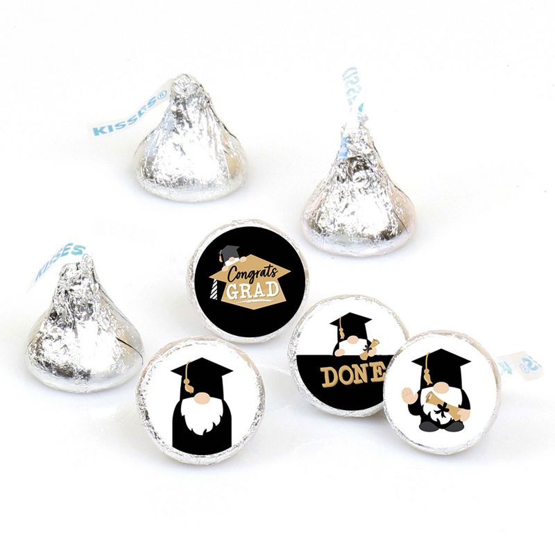 Big Dot of Happiness Grad Gnomes - Graduation Party Round Candy Sticker Favors - Labels Fit Hershey's Kisses (1 sheet of 108)