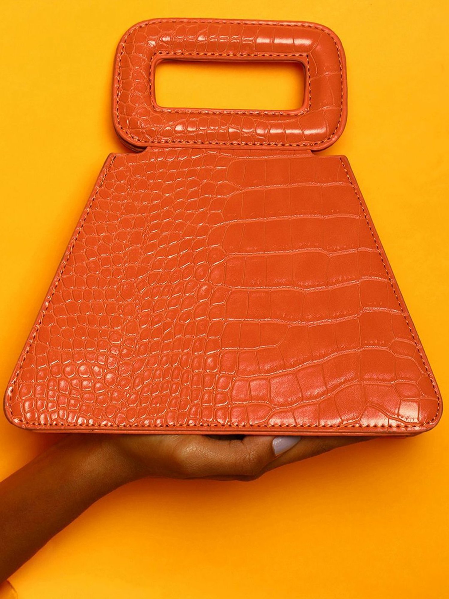 HauteSauce Orange Textured Small Handbag