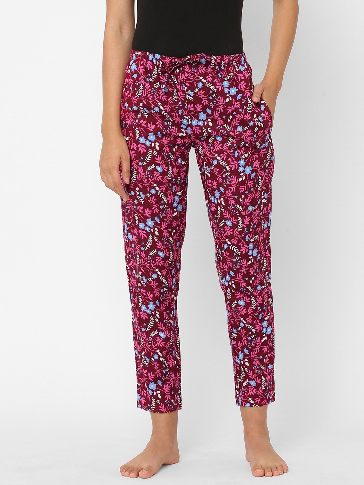 Urban Scottish Pink & Maroon Printed Lounge Pants