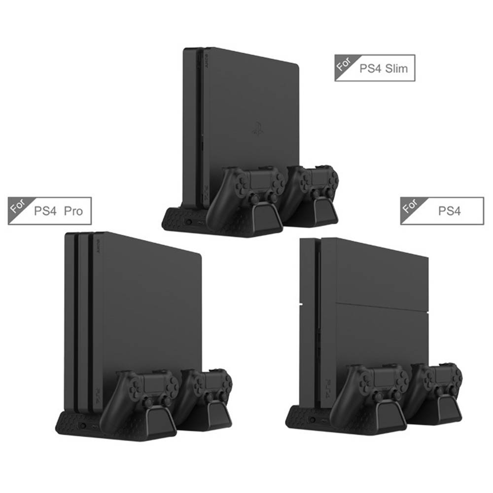 New PS4 Pro Slim Vertical Stand + Cooling Fan Game Holder Charger Charging Dock