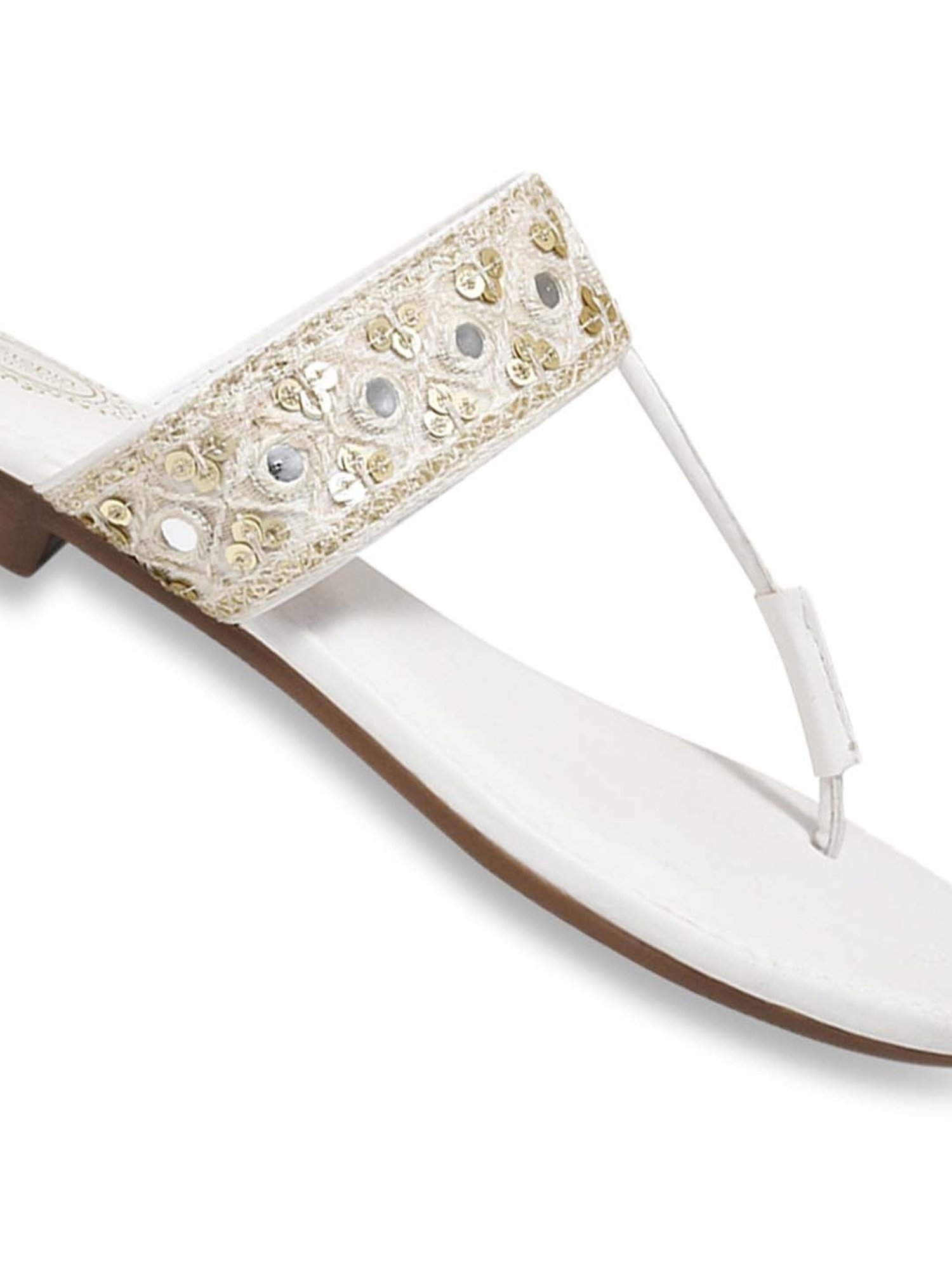 Shoetopia Women's White T-Strap Sandals