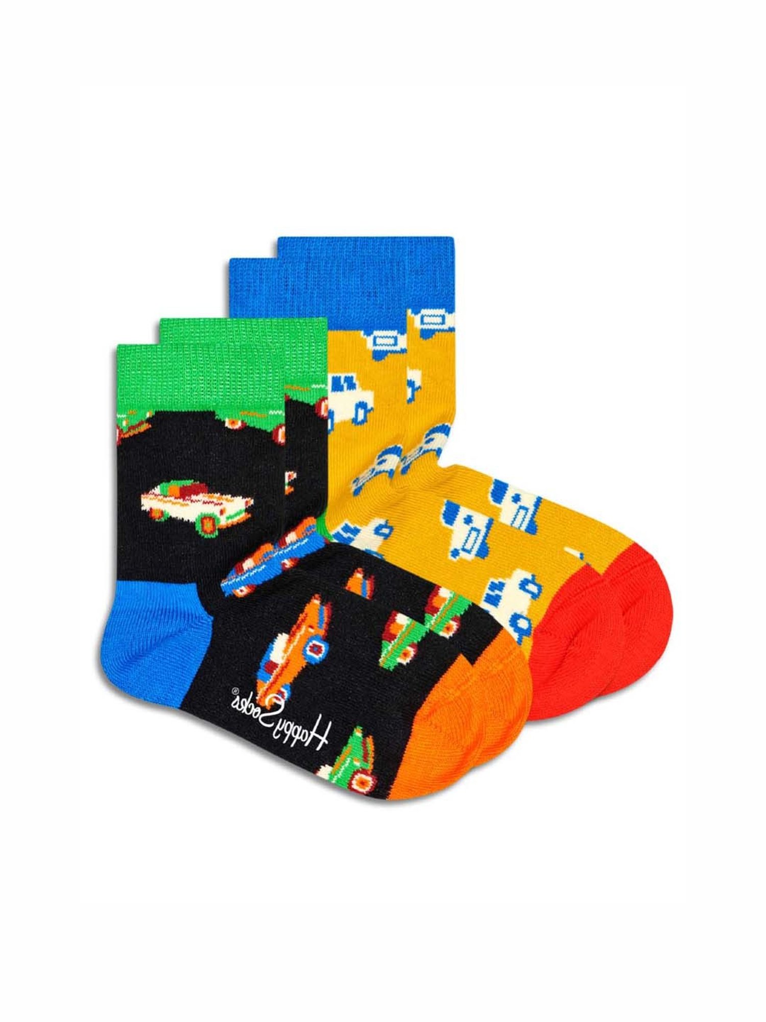 Happy Socks Kids Car Multicolor Cotton Printed Socks (0-12M) - Pack of 2