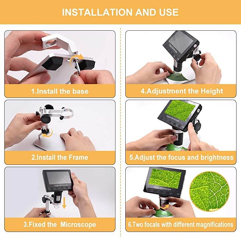 LCD Digital Microscope  43 inch 50X1000X Magnification 720P Microscope Camera